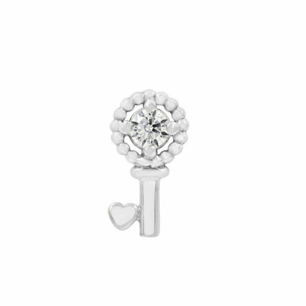 Key with heart korukärki -14k valkokulta