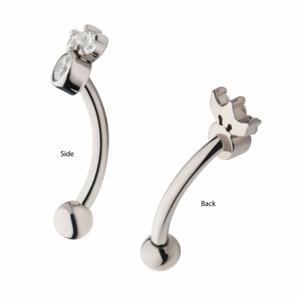 Curved barbell kirkkailla zirkonikivillä -Titaani - Image 3