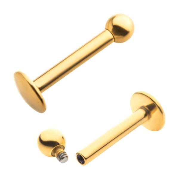 Sisäkierteinen labret lävistyskoru -24k PVD - Image 2